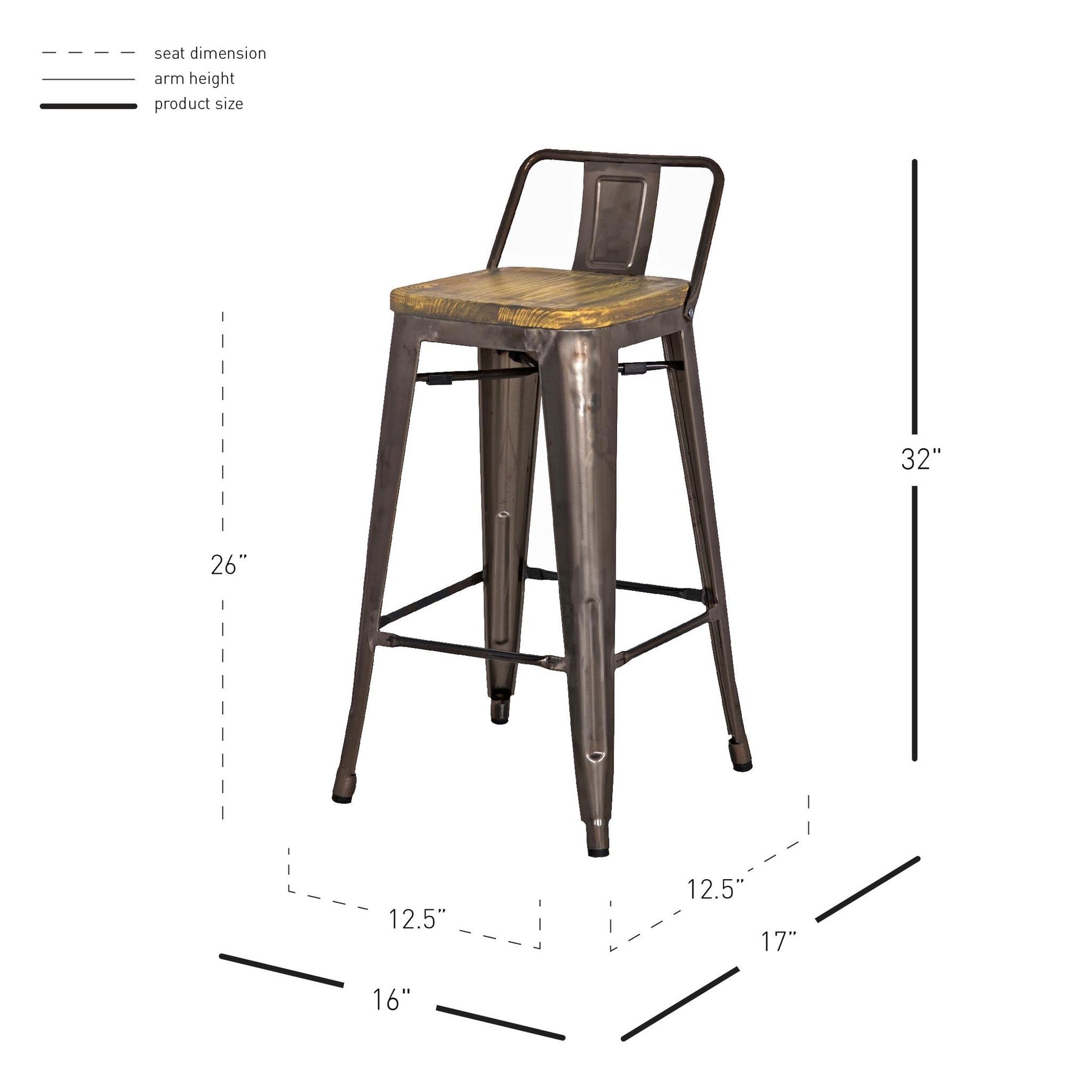 Metropolis Low Back Counter Stool (Set of 4) by New Pacific Direct - 938533