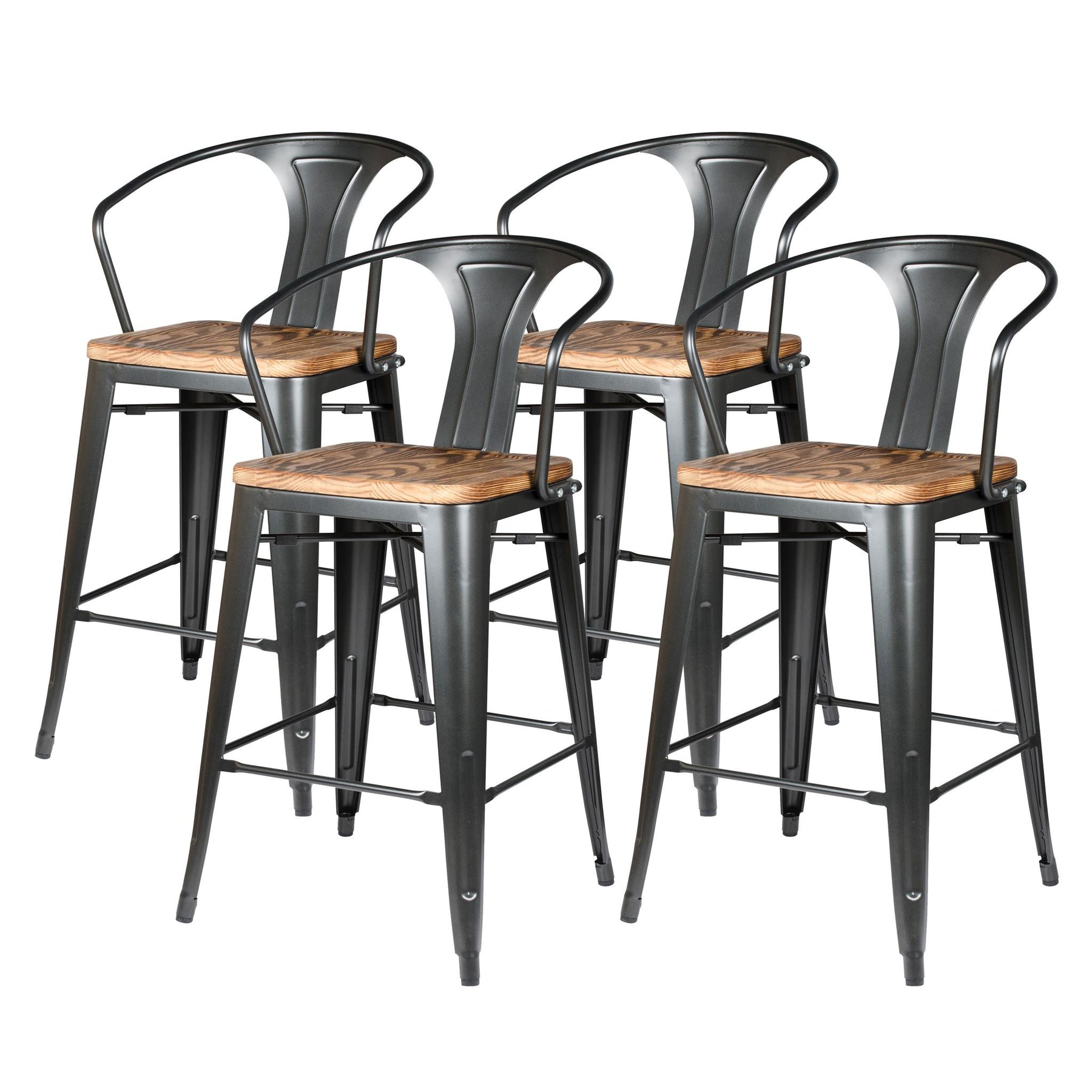Metropolis Metal Counter Stool (Set of 4) by New Pacific Direct - 938541
