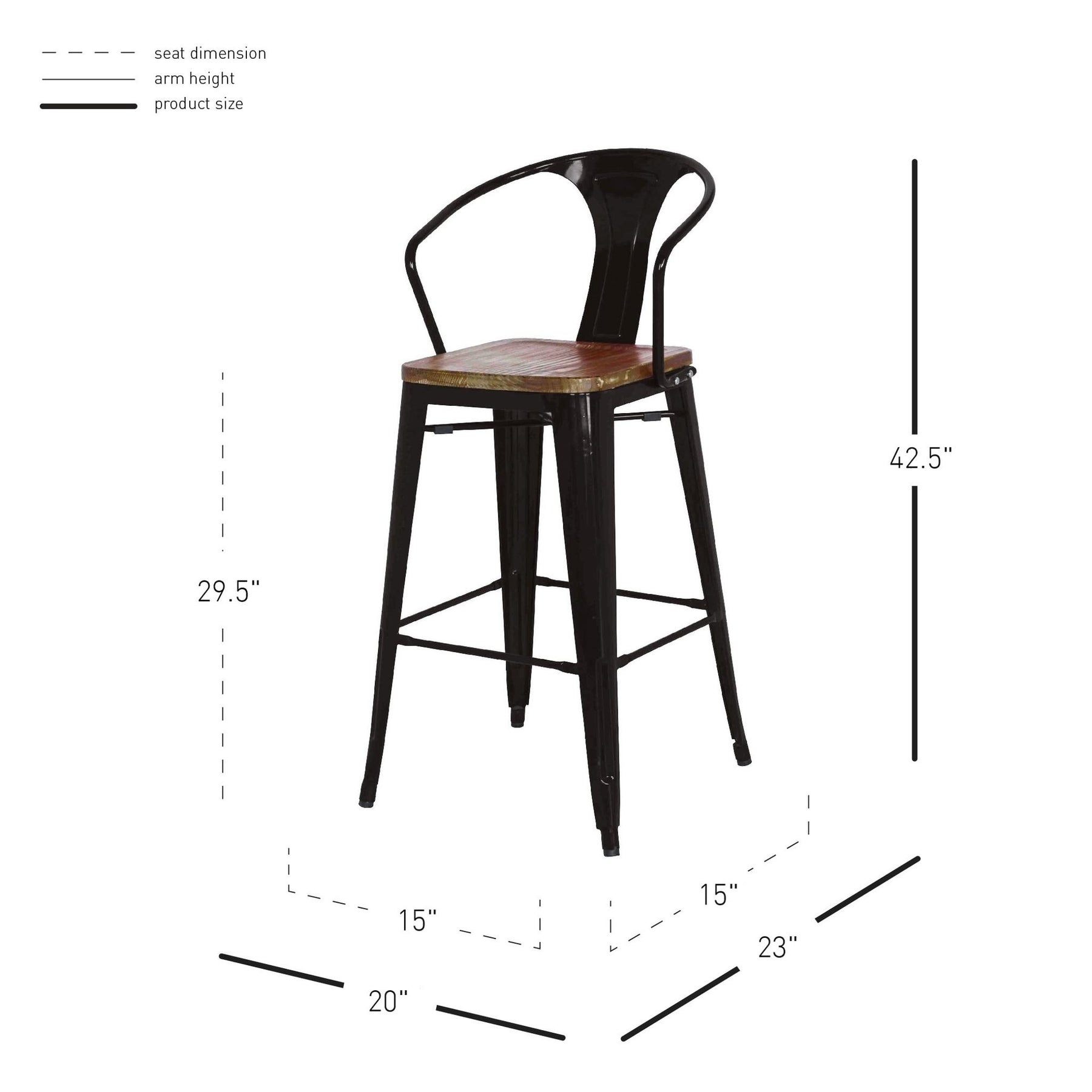 Metropolis Metal Bar Stool (Set of 4) by New Pacific Direct - 938544
