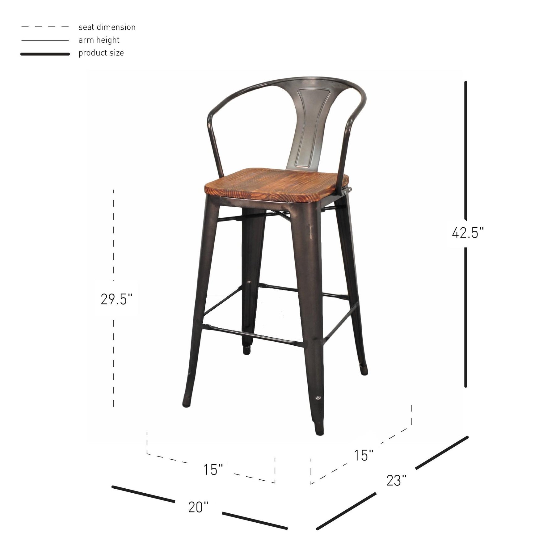 Metropolis Metal Bar Stool (Set of 4) by New Pacific Direct - 938544