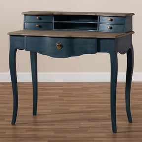 Baxton Studio Celestine French Provincial Blue Spruce Finished Wood Accent Writing Desk