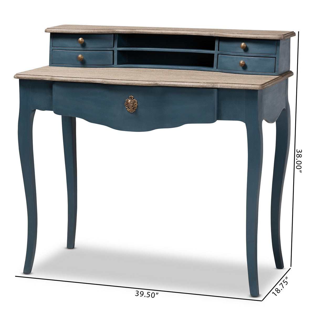 Baxton Studio Celestine French Provincial Blue Spruce Finished Wood Accent Writing Desk