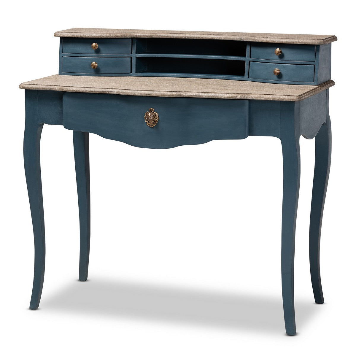 Baxton Studio Celestine French Provincial Blue Spruce Finished Wood Accent Writing Desk Baxton Studio-Desks-Minimal And Modern - 1
