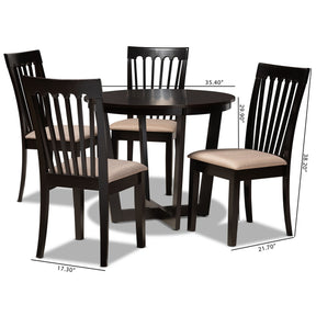 Baxton Studio Nellie Modern and Contemporary Sand Fabric Upholstered and Dark Brown Finished Wood 5-Piece Dining Set