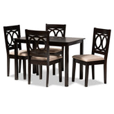 Baxton Studio Lenoir Modern and Contemporary Sand Fabric Upholstered Espresso Brown Finished Wood 5-Piece Dining Set Baxton Studio-Dining Sets-Minimal And Modern - 1