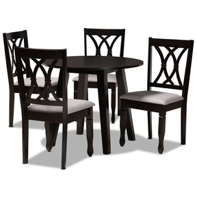 Baxton Studio Millie Modern and Contemporary Grey Fabric Upholstered and Dark Brown Finished Wood 5-Piece Dining Set Baxton Studio-Dining Sets-Minimal And Modern - 1