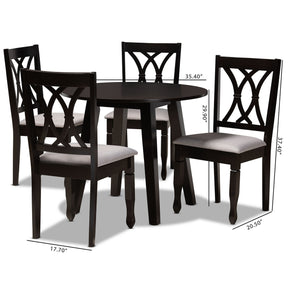 Baxton Studio Millie Modern and Contemporary Grey Fabric Upholstered and Dark Brown Finished Wood 5-Piece Dining Set