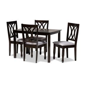 Baxton Studio Reneau Modern and Contemporary Gray Fabric Upholstered Espresso Brown Finished Wood 5-Piece Dining Set Baxton Studio-Dining Sets-Minimal And Modern - 1