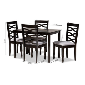 Baxton Studio Lanier Modern and Contemporary Gray Fabric Upholstered Espresso Brown Finished Wood 5-Piece Dining Set