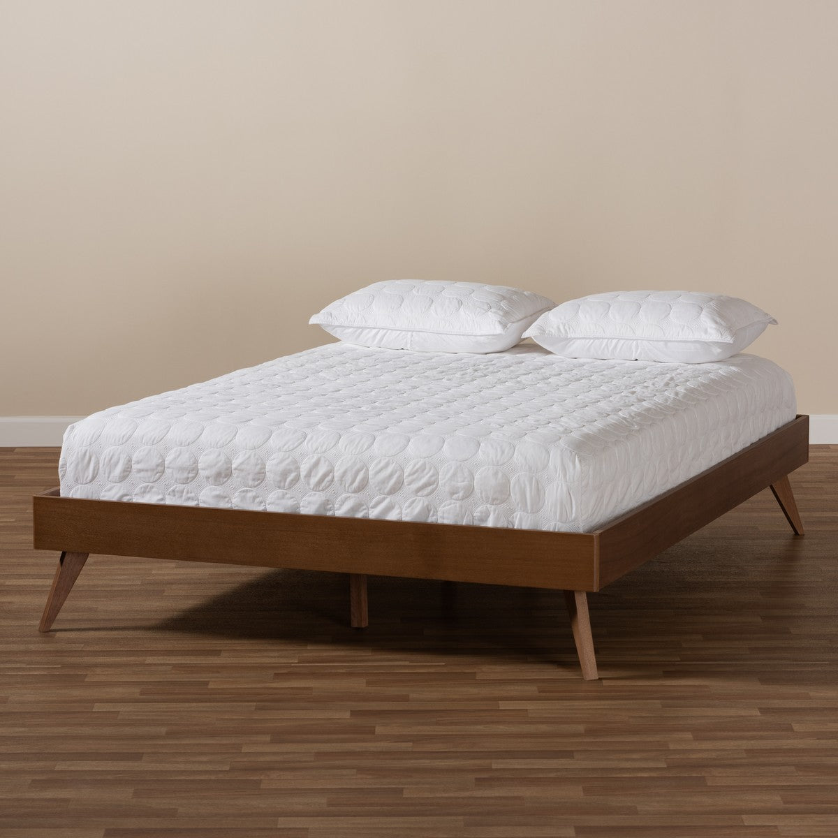 Baxton Studio Lissette Mid-Century Modern Walnut Brown Finished Wood King Size Platform Bed Frame