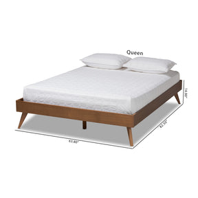 Baxton Studio Lissette Mid-Century Modern Walnut Brown Finished Wood Queen Size Platform Bed Frame