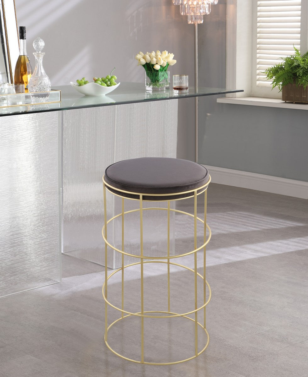 Meridian Furniture Rebar Grey Velvet Counter Stool