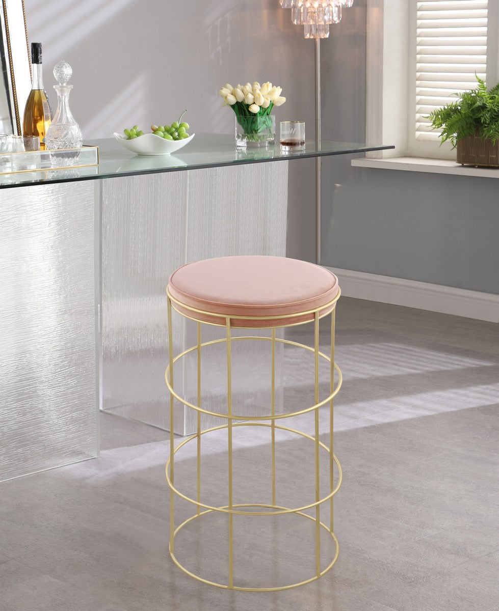 Meridian Furniture Rebar Pink Velvet Counter Stool