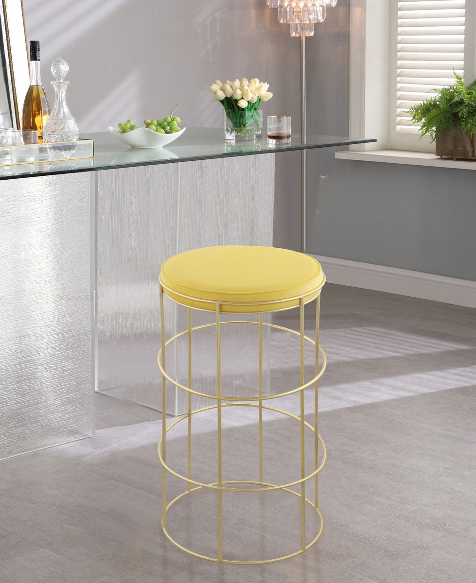 Meridian Furniture Rebar Yellow Velvet Counter Stool