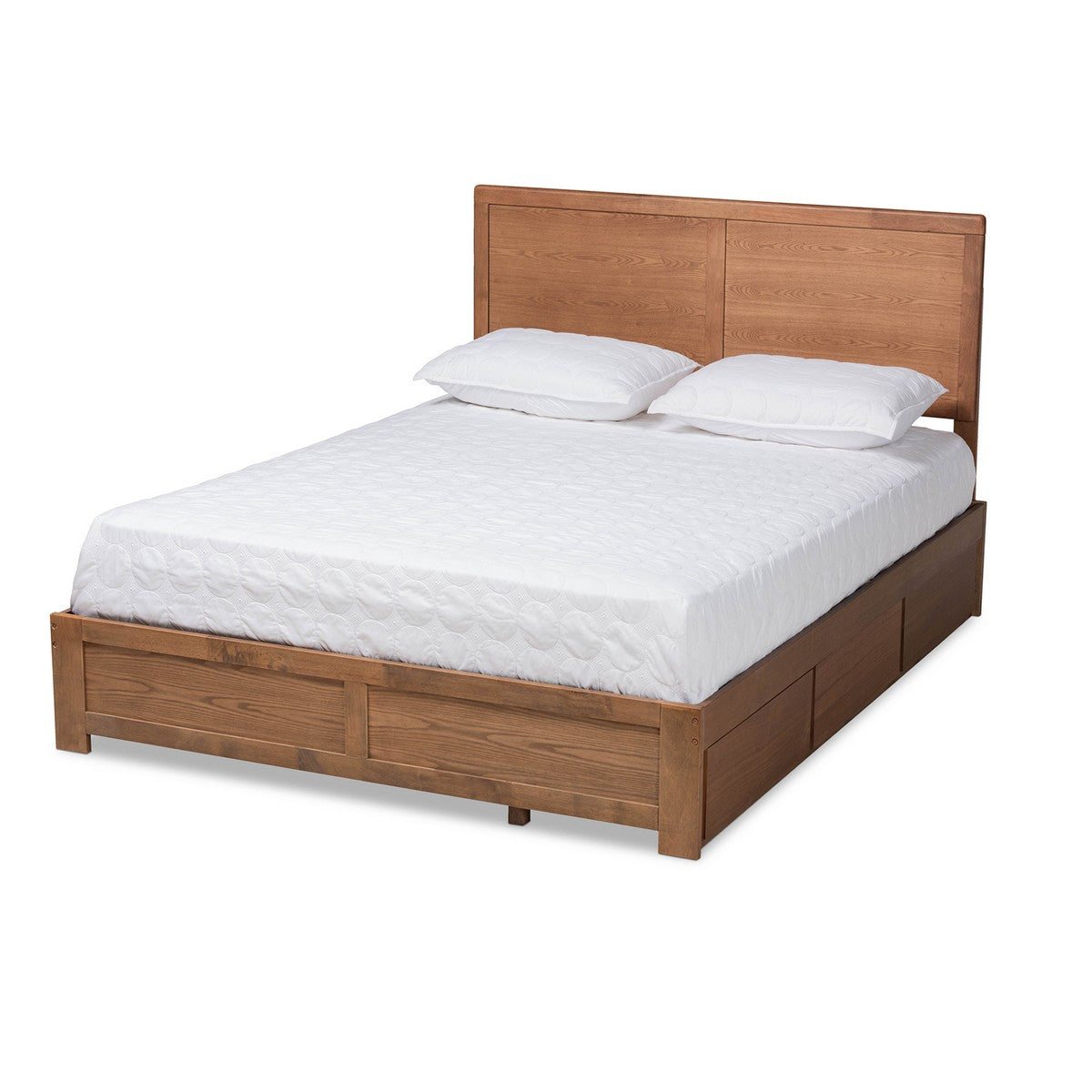 Baxton Studio Aras Modern and Contemporary Transitional Ash Walnut Brown Finished Wood Queen Size 3-Drawer Platform Storage Bed Baxton Studio-beds-Minimal And Modern - 1