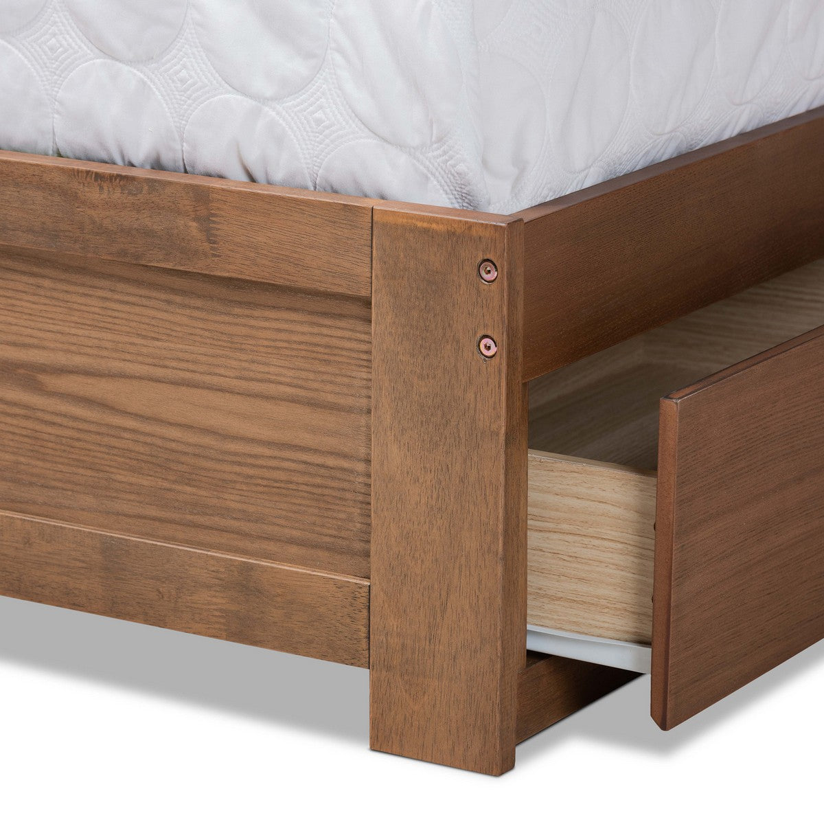 Baxton Studio Aras Modern and Contemporary Transitional Ash Walnut Brown Finished Wood Queen Size 3-Drawer Platform Storage Bed