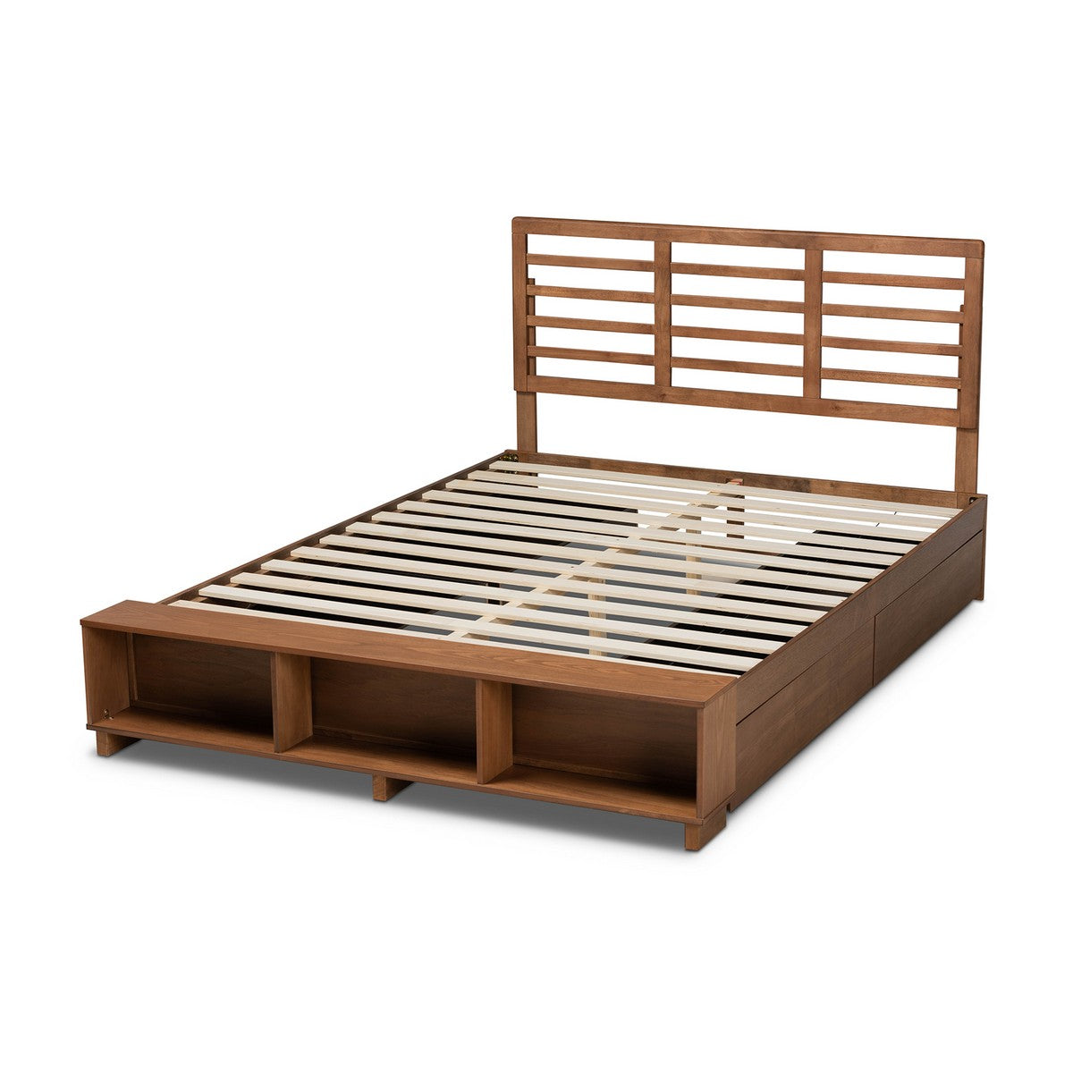 Baxton Studio Milana Modern Transitional Ash Walnut Brown Finished Wood 4-Drawer King Size Platform Storage Bed