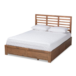 Baxton Studio Piera Modern and Contemporary Transitional Ash Walnut Brown Finished Wood Queen Size 3-Drawer Platform Storage Bed Baxton Studio-beds-Minimal And Modern - 1
