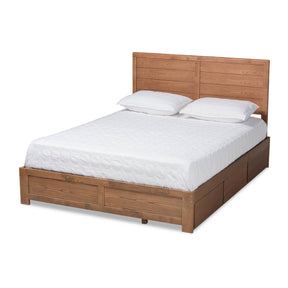 Baxton Studio Lisa Modern and Contemporary Transitional Ash Walnut Brown Finished Wood Queen Size 3-Drawer Platform Storage Bed Baxton Studio-beds-Minimal And Modern - 1
