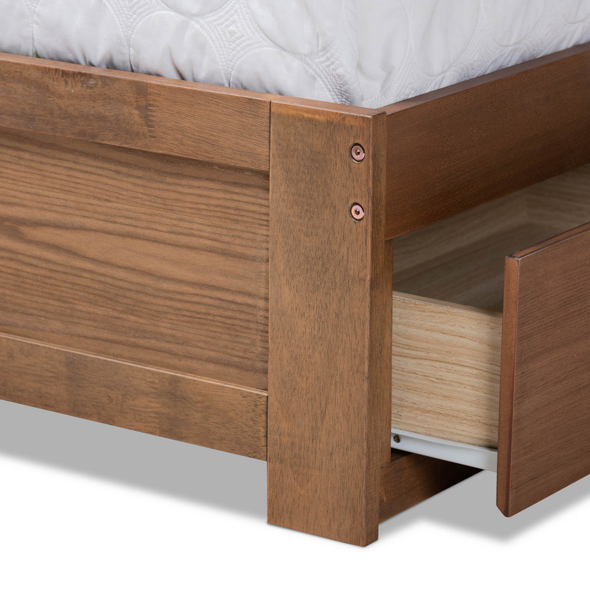 Baxton Studio Lisa Modern and Contemporary Transitional Ash Walnut Brown Finished Wood Full Size 3-Drawer Platform Storage Bed