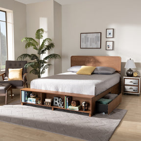 Baxton Studio Vita Modern Transitional Ash Walnut Brown Finished Wood 4-Drawer Full Size Platform Storage Bed