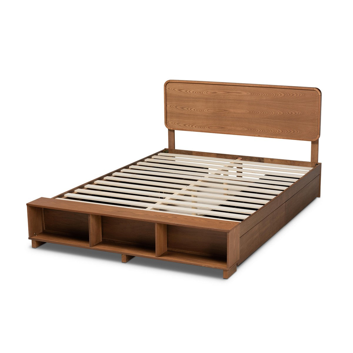 Baxton Studio Vita Modern Transitional Ash Walnut Brown Finished Wood 4-Drawer Full Size Platform Storage Bed