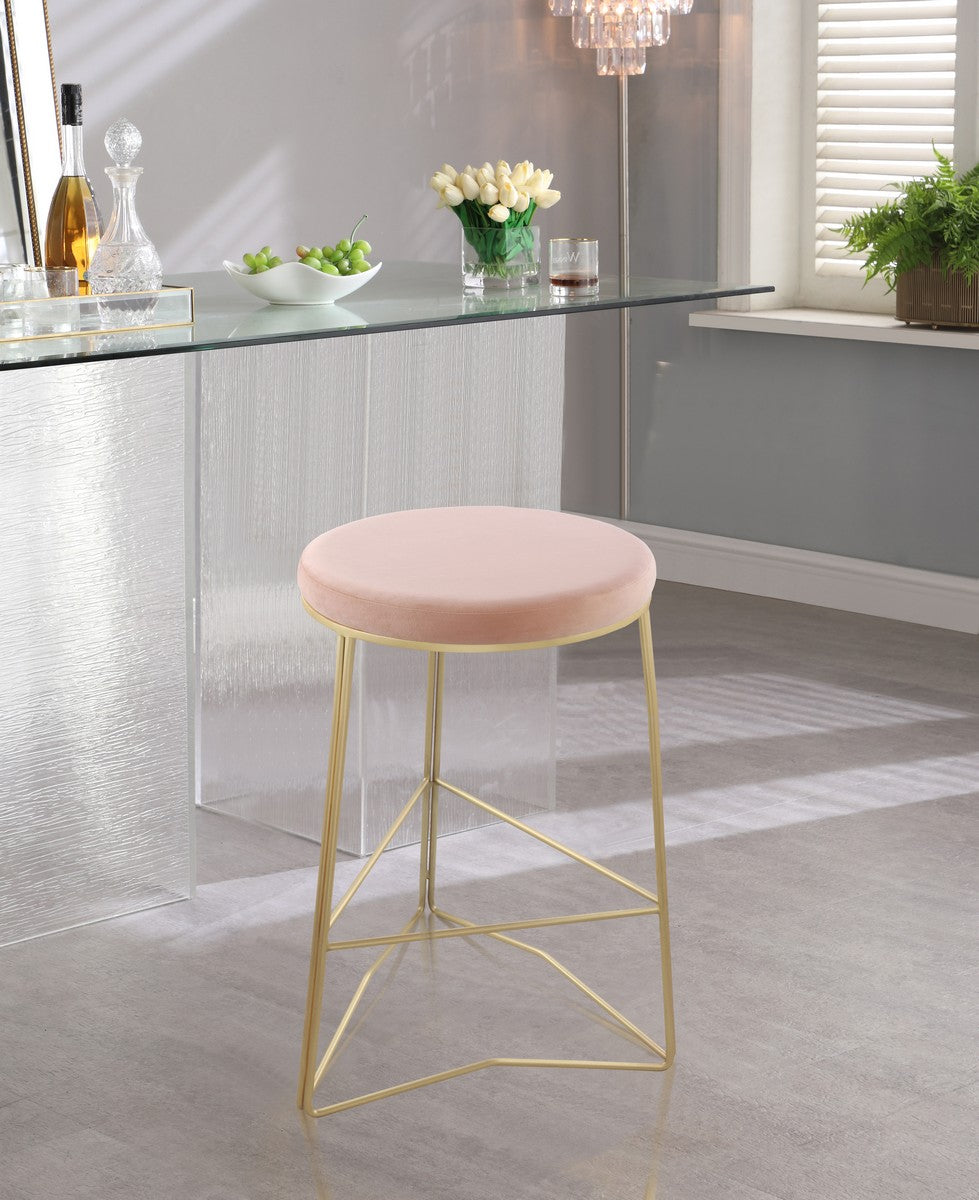 Meridian Furniture Tres Pink Velvet Counter Stool