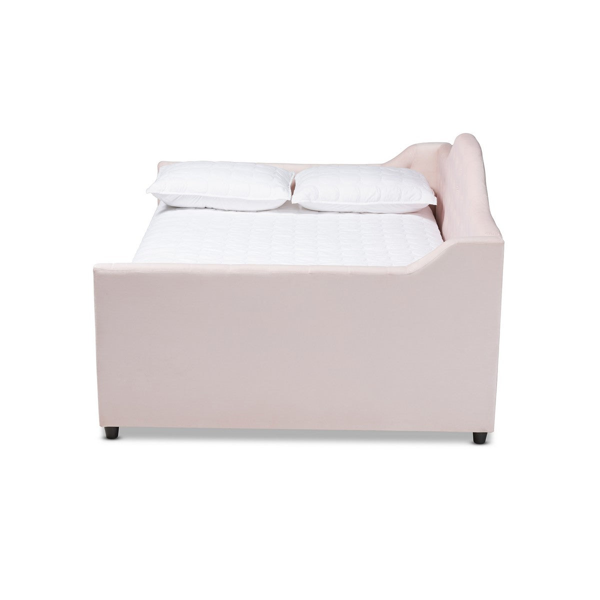 Baxton Studio Perry Modern and Contemporary Light Pink Velvet Fabric Upholstered and Button Tufted Queen Size Daybed Baxton Studio-daybed-Minimal And Modern - 1