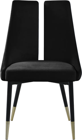Meridian Furniture Sleek Black Velvet Dining Chair - Set of 2