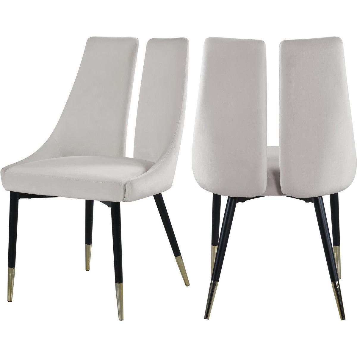 Meridian Furniture Sleek Cream Velvet Dining ChairMeridian Furniture - Dining Chair - Minimal And Modern - 1