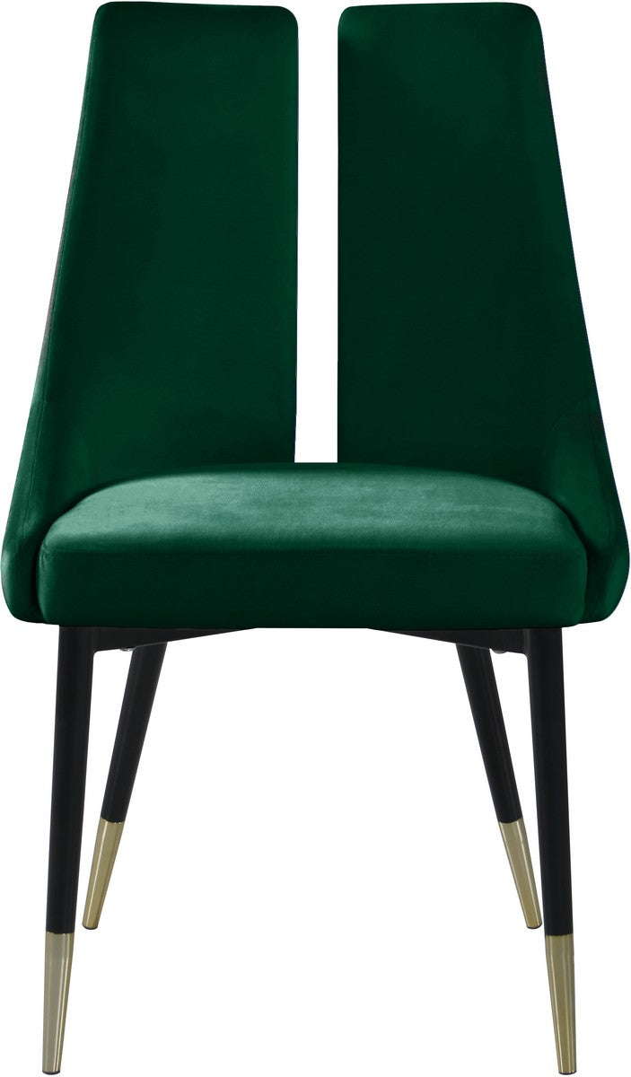 Meridian Furniture Sleek Green Velvet Dining Chair - Set of 2