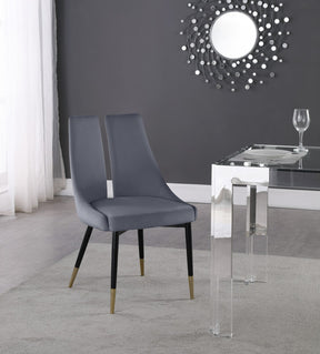 Meridian Furniture Sleek Grey Velvet Dining Chair - Set of 2