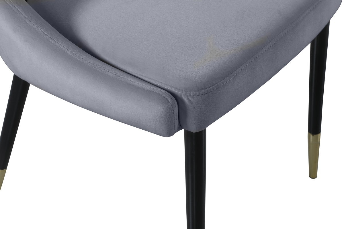 Meridian Furniture Sleek Grey Velvet Dining Chair - Set of 2