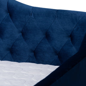 Baxton Studio Perry Modern and Contemporary Royal Blue Velvet Fabric Upholstered and Button Tufted Full Size Daybed