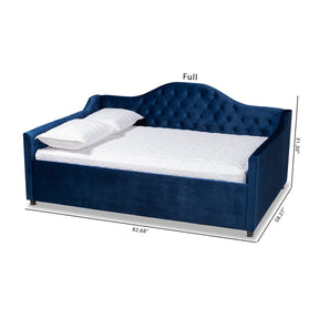 Baxton Studio Perry Modern and Contemporary Royal Blue Velvet Fabric Upholstered and Button Tufted Queen Size Daybed
