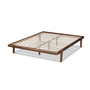 Baxton Studio Kaia Mid-Century Modern Walnut Brown Finished Wood Queen Size Platform Bed Frame