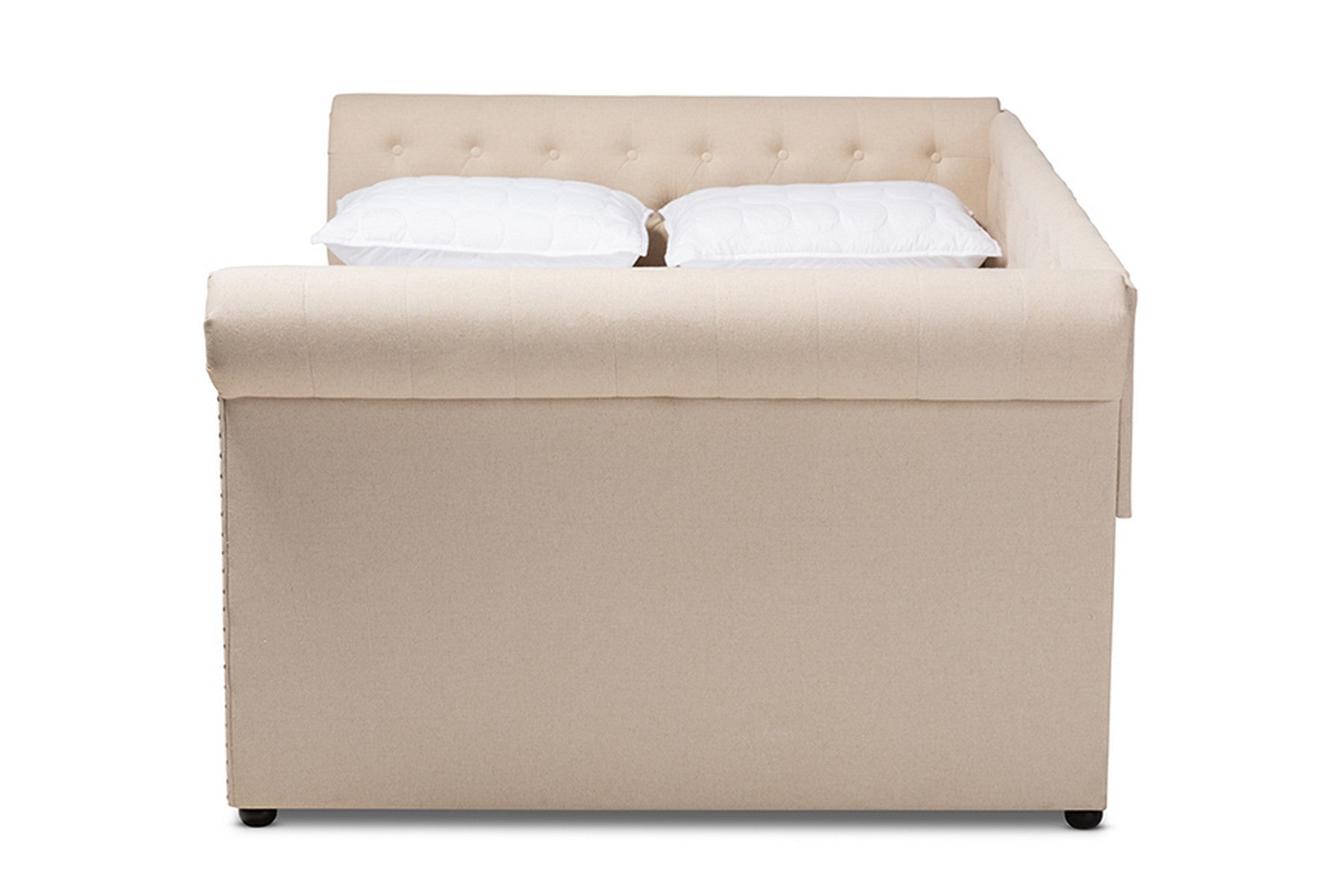 Baxton Studio Mabelle Modern and Contemporary Beige Fabric Upholstered Queen Size Daybed with Trundle