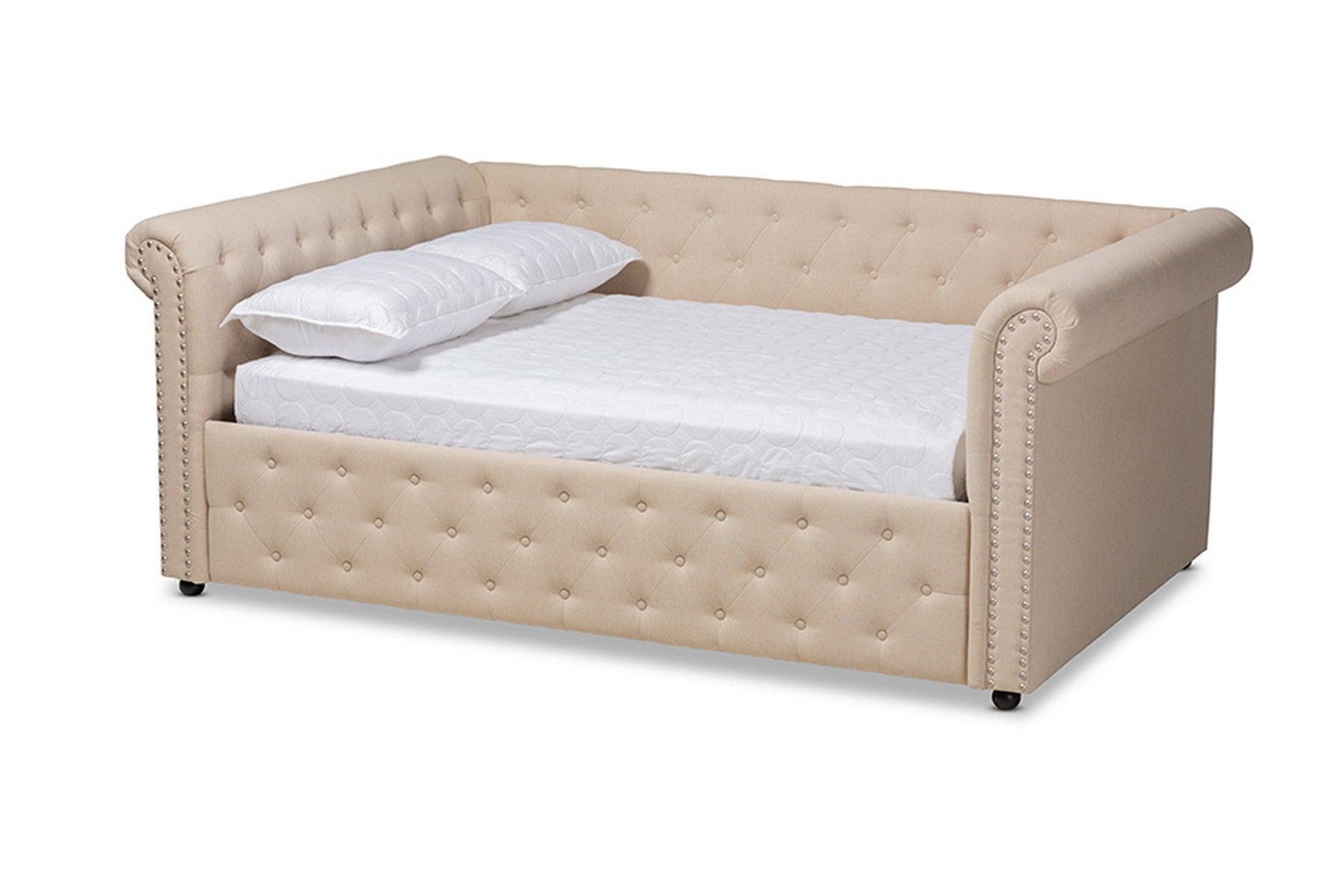 Baxton Studio Mabelle Modern and Contemporary Beige Fabric Upholstered Queen Size Daybed Baxton Studio-daybed-Minimal And Modern - 1