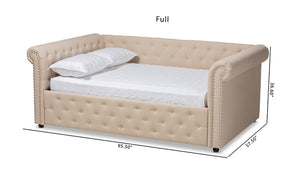 Baxton Studio Mabelle Modern and Contemporary Beige Fabric Upholstered Queen Size Daybed