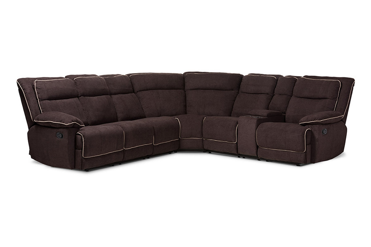 Baxton Studio Sabella Modern and Contemporary Chocolate Brown Fabric Upholstered 7-Piece Reclining Sectional Sofa Baxton Studio-sectionals-Minimal And Modern - 1