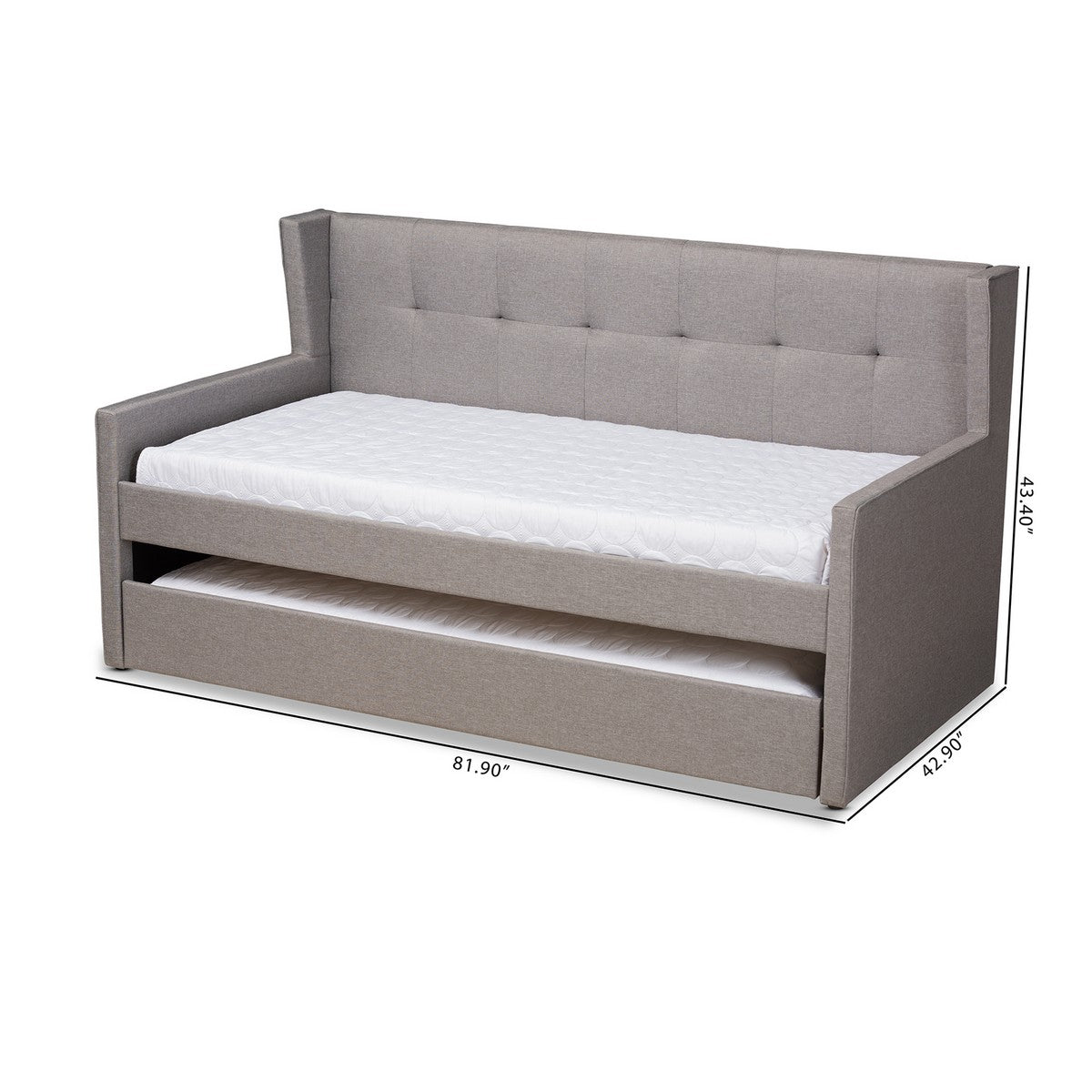 Baxton Studio Giorgia Modern and Contemporary Grey Fabric Upholstered Twin Size Daybed with Trundle