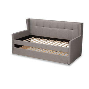 Baxton Studio Giorgia Modern and Contemporary Grey Fabric Upholstered Twin Size Daybed with Trundle
