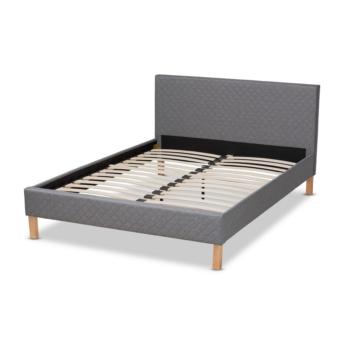 Baxton Studio Aneta Modern and Contemporary Grey Fabric Upholstered Queen Size Platform Bed