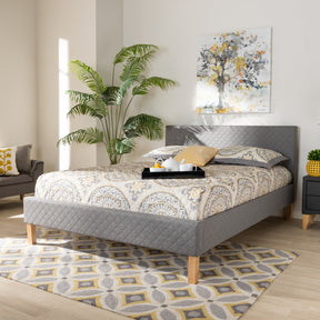 Baxton Studio Aneta Modern and Contemporary Grey Fabric Upholstered Queen Size Platform Bed
