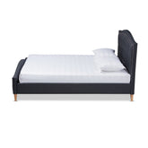 Baxton Studio Felisa Modern and Contemporary Charcoal Grey Fabric Upholstered and Button Tufted King Size Platform Bed Baxton Studio-beds-Minimal And Modern - 1
