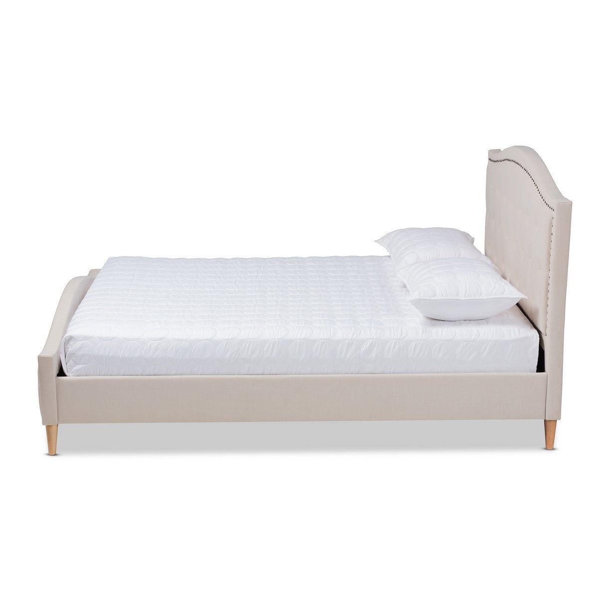 Baxton Studio Felisa Modern and Contemporary Beige Fabric Upholstered and Button Tufted King Size Platform Bed Baxton Studio-beds-Minimal And Modern - 1