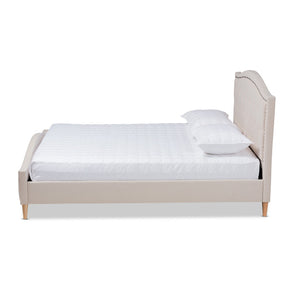 Baxton Studio Felisa Modern and Contemporary Beige Fabric Upholstered and Button Tufted Queen Size Platform Bed Baxton Studio-beds-Minimal And Modern - 1