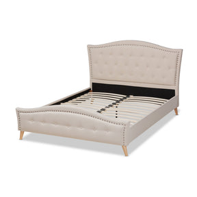 Baxton Studio Felisa Modern and Contemporary Beige Fabric Upholstered and Button Tufted King Size Platform Bed