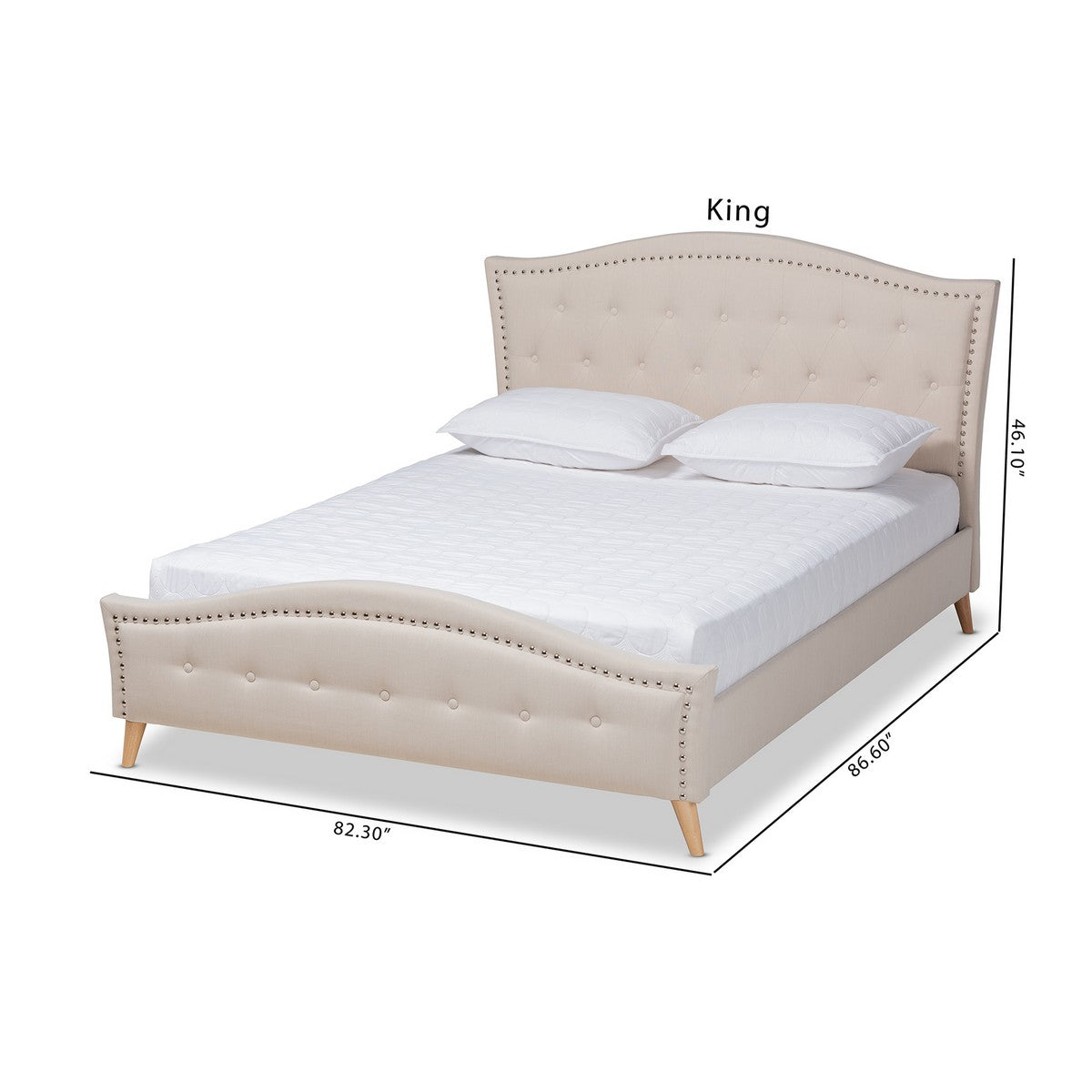 Baxton Studio Felisa Modern and Contemporary Beige Fabric Upholstered and Button Tufted Queen Size Platform Bed