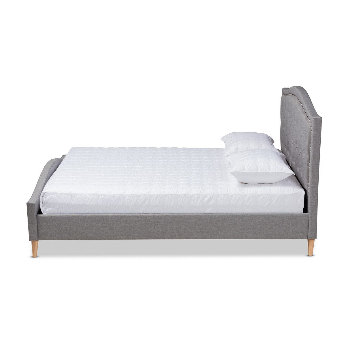 Baxton Studio Felisa Modern and Contemporary Grey Fabric Upholstered and Button Tufted Queen Size Platform Bed Baxton Studio-beds-Minimal And Modern - 1